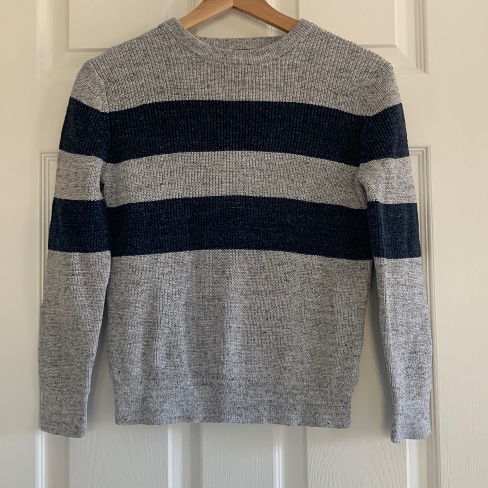 Gap Grey and Blue Knit Striped Sweater